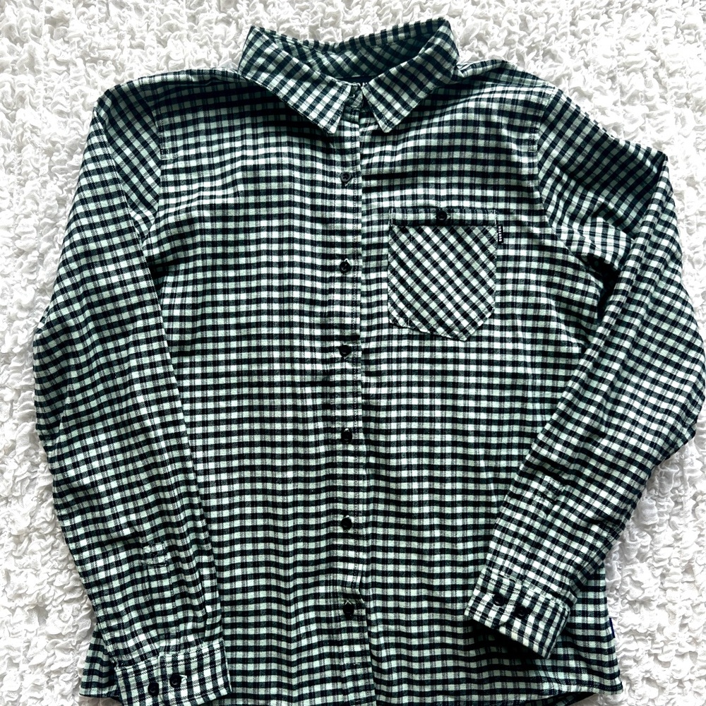 Womens Burton flannel shirt size Medium green aqua color
